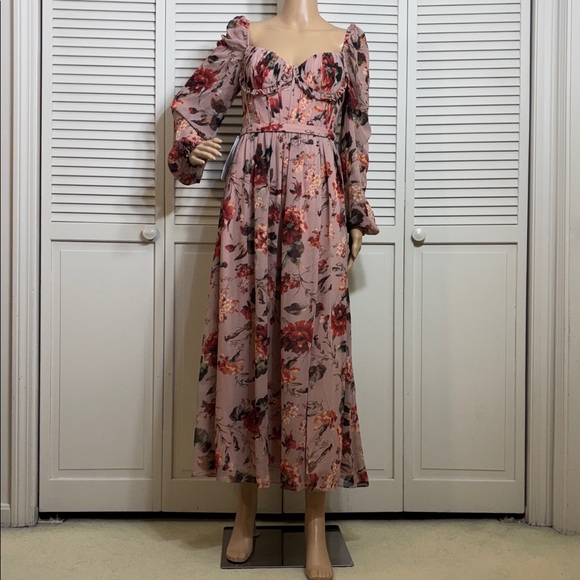 NWT Azazie Atelier Karla Mauve Multi Midi Dress XS - Picture 2 of 15